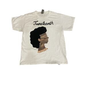 Youth Graphic Print T Shirt Juneteenth White Tee Casual Girls Medium